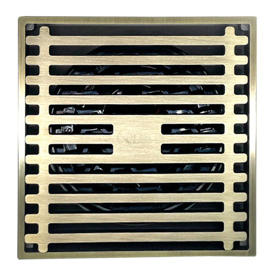 square drain grate antique brass