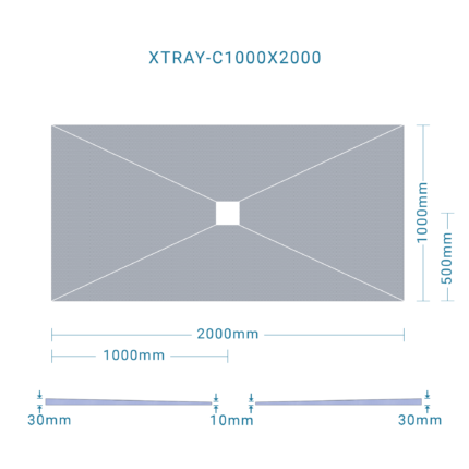 Shower Base Centre Drain 1000x2000x30mm